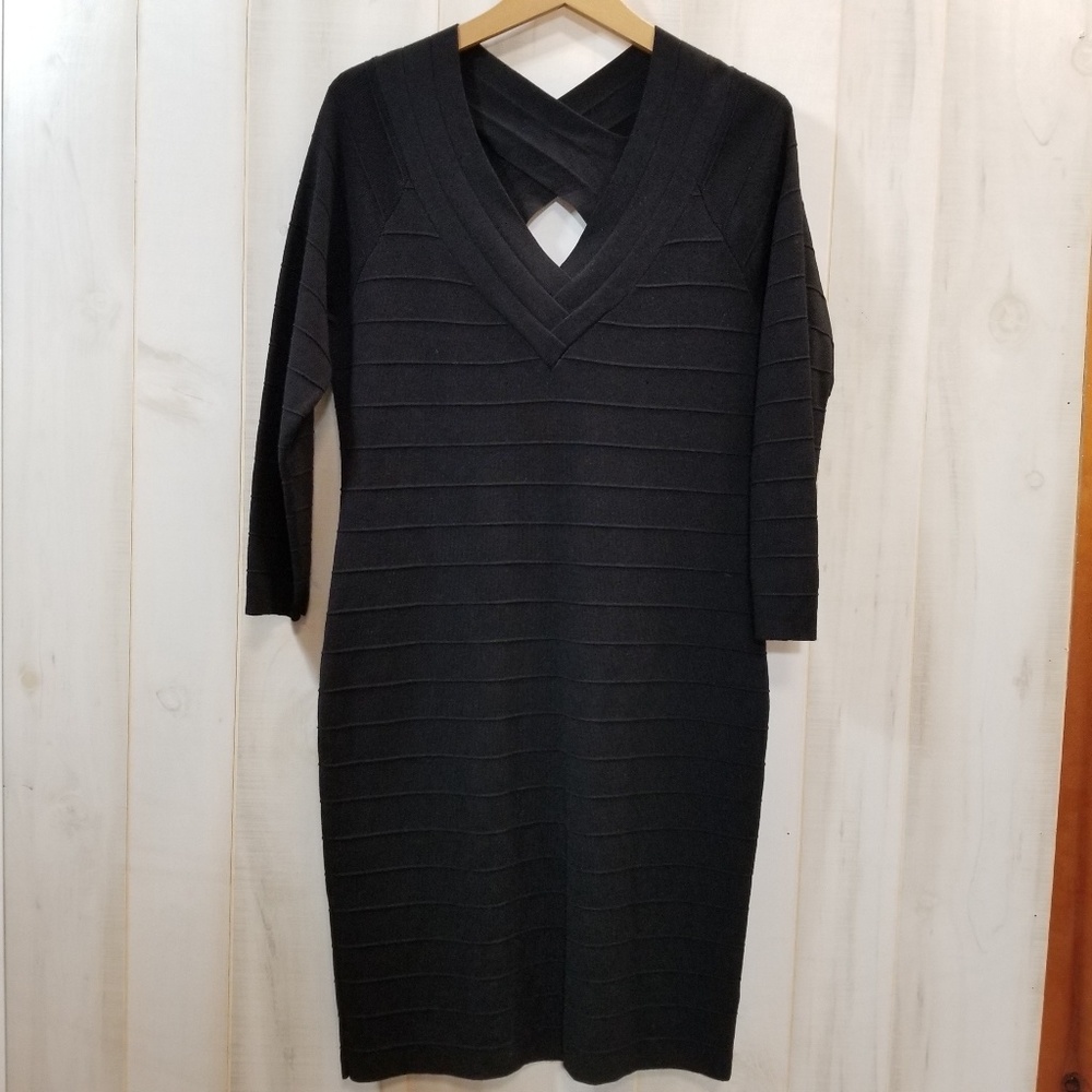 Wendy Williams Black Sweater Dress Keyhole Large